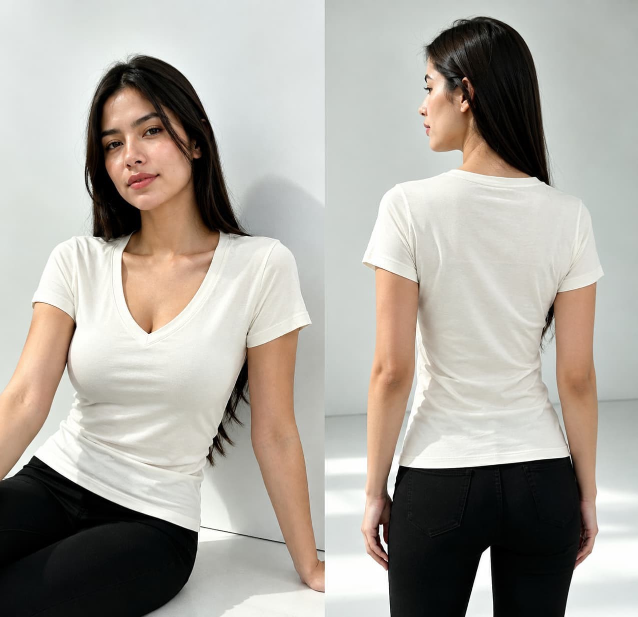 Remera Escote en V ,dama - Imagen 2