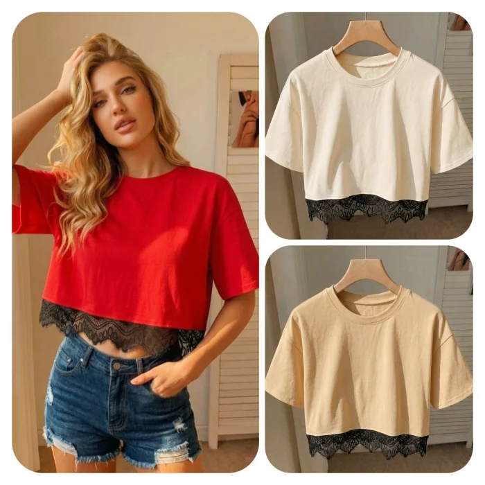 Crop Oversize Encaje  ( Algodon 24.1)