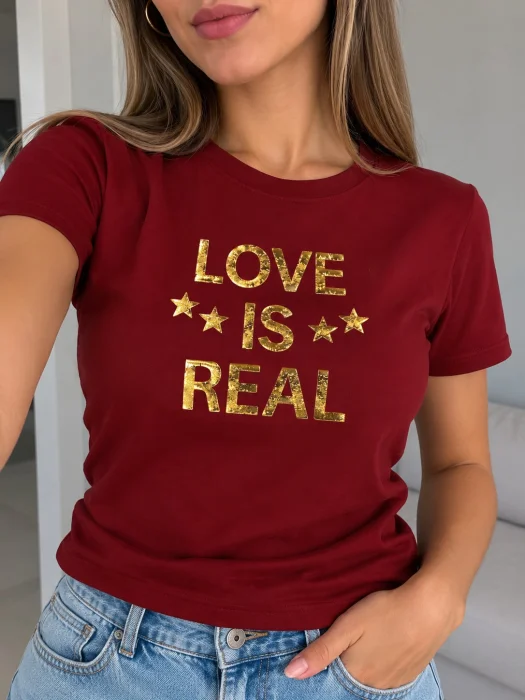 Remeras de Modal Viscosa con Estampa Dorada