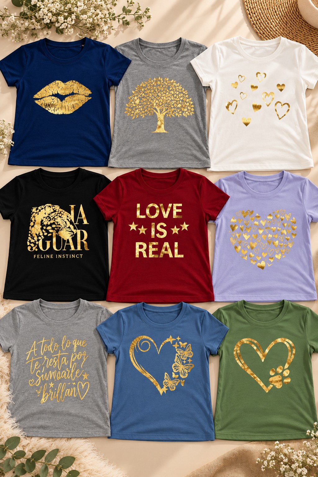 Remeras de Modal Viscosa con Estampa Dorada - Imagen 3