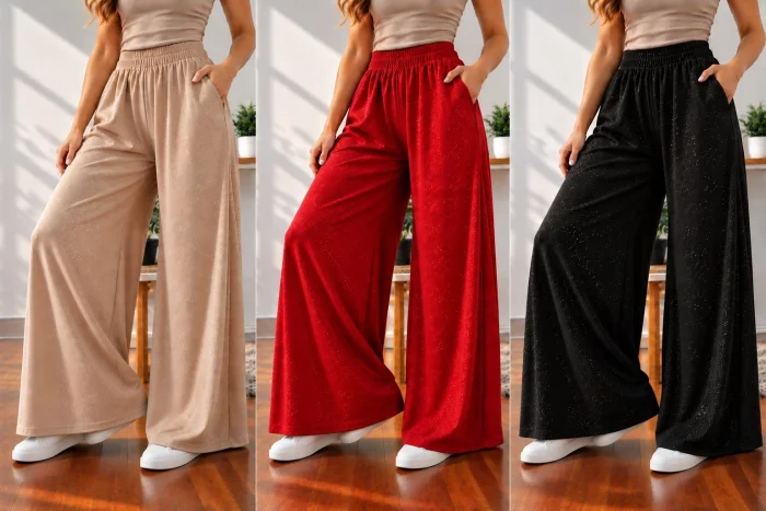 Maxi Palazo de Scuba Crepe con Brillo