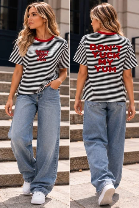 Remeras Rayadas Doble Estampado
