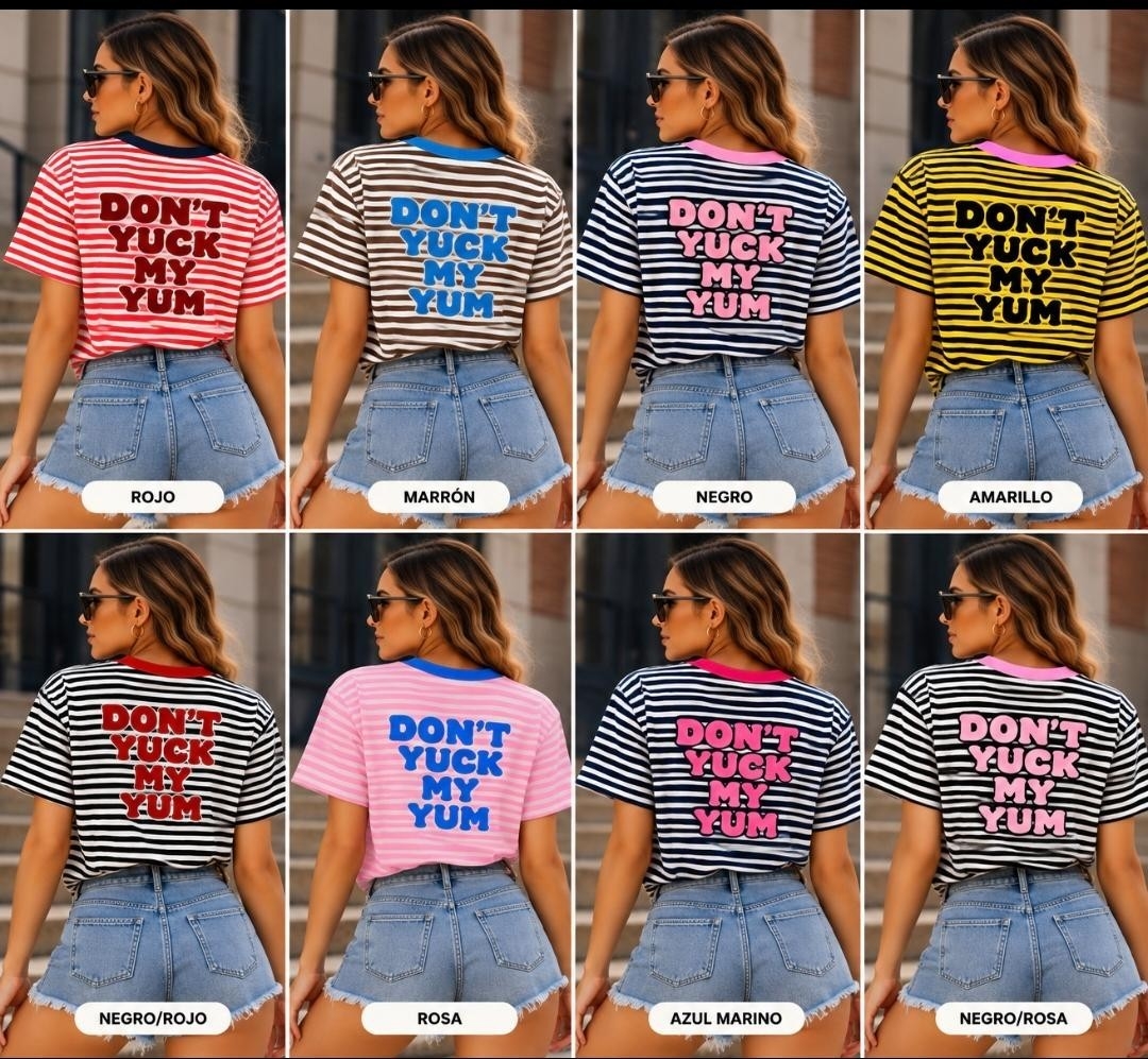 Remeras Rayadas Doble Estampado - Imagen 2