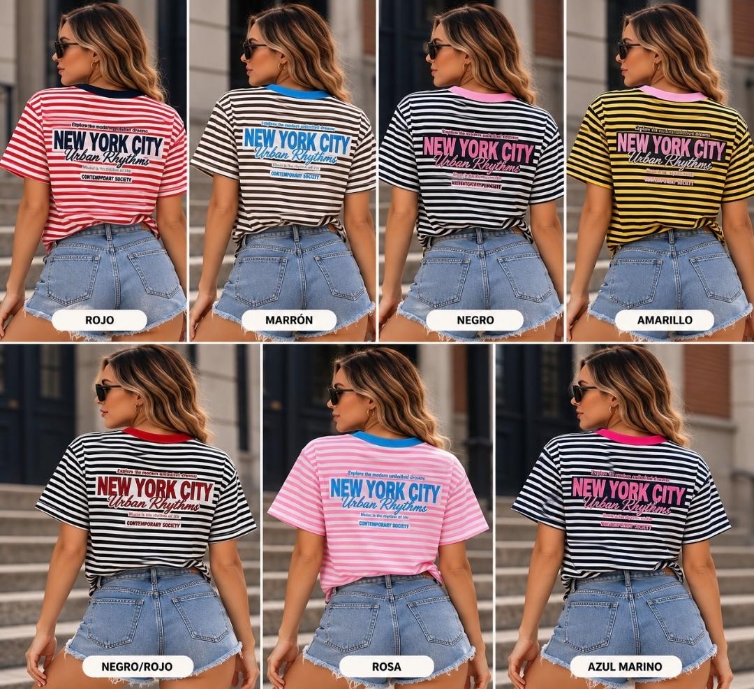 Remeras Rayadas Doble Estampado - Imagen 3