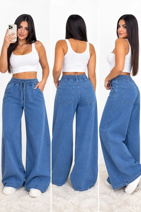Super Maxi Palazo Jeans  Elastisado Excelente Calidad Talles 2al5