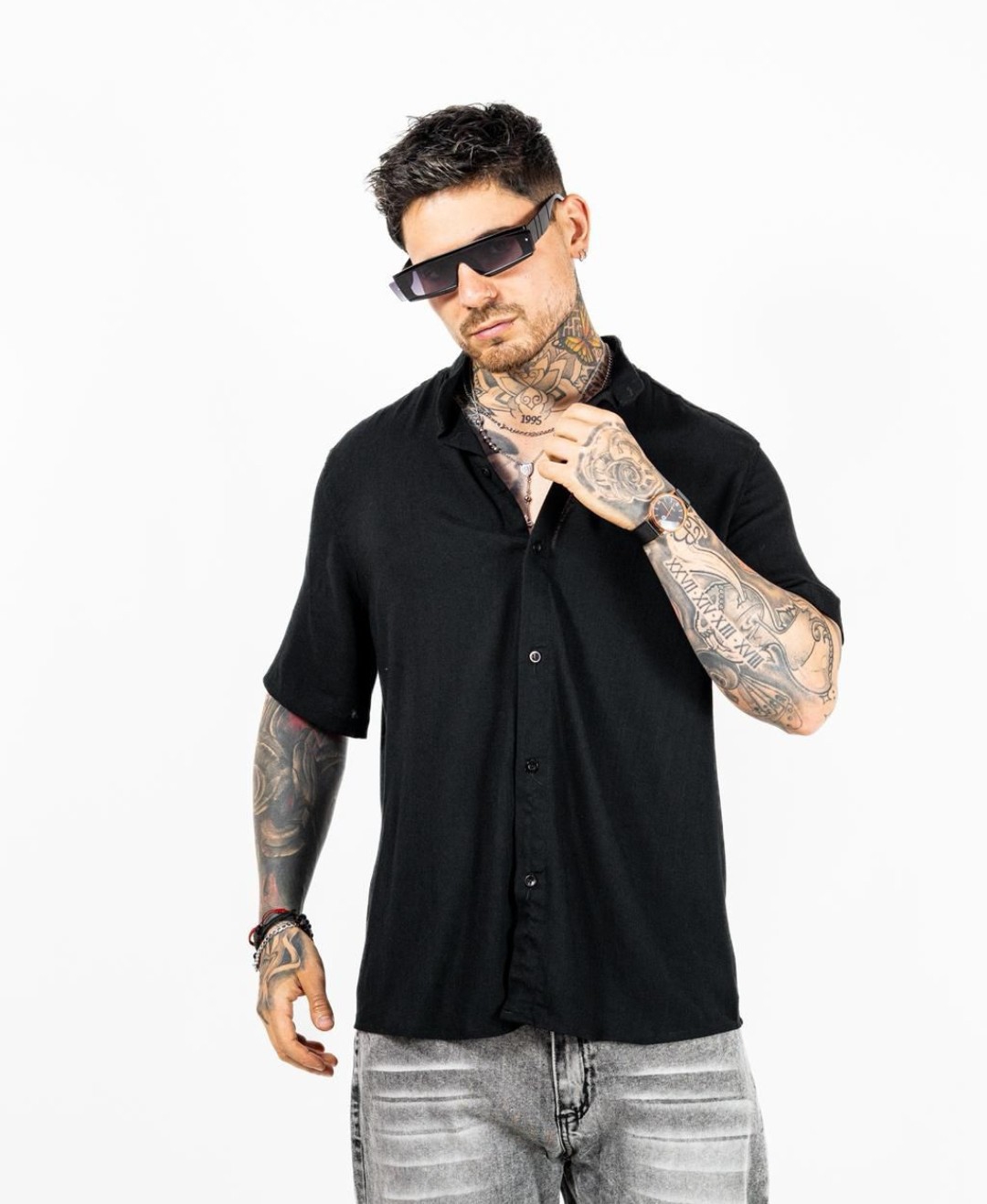 Camisa de Lino Cuello Mao - Imagen 2