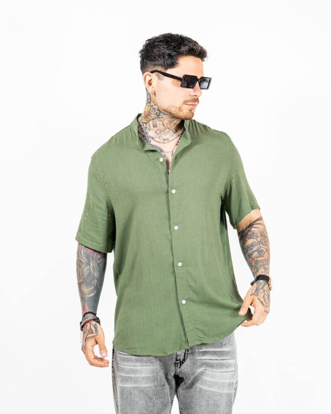 Camisa de Lino Cuello Mao - Imagen 3