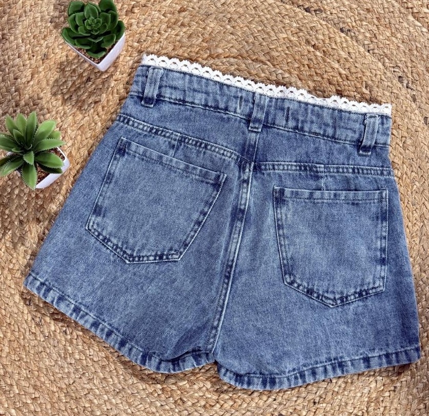 Short Pollera Entero Atrás Short Rigido con Puntillas y Bolsillos - Imagen 2