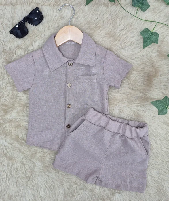Conjunto  Maxi Camisa y Short con Bolsillo  Lino Polina