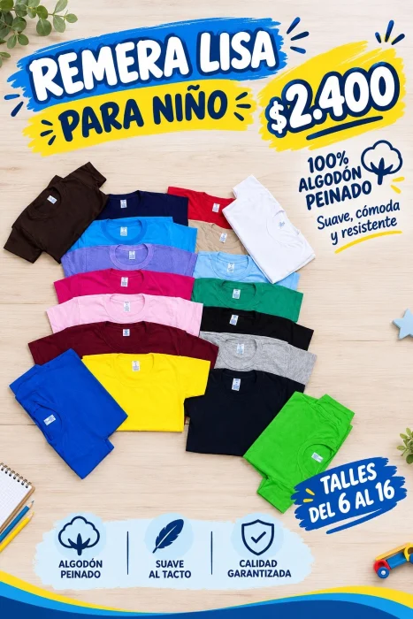 Remeras Lisas de Niño