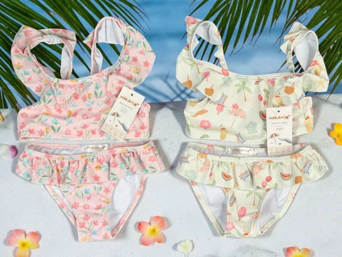 Bikini Uv con Volados Nena Naranjo T.(4-6-8-10-12 Años) Art.59371