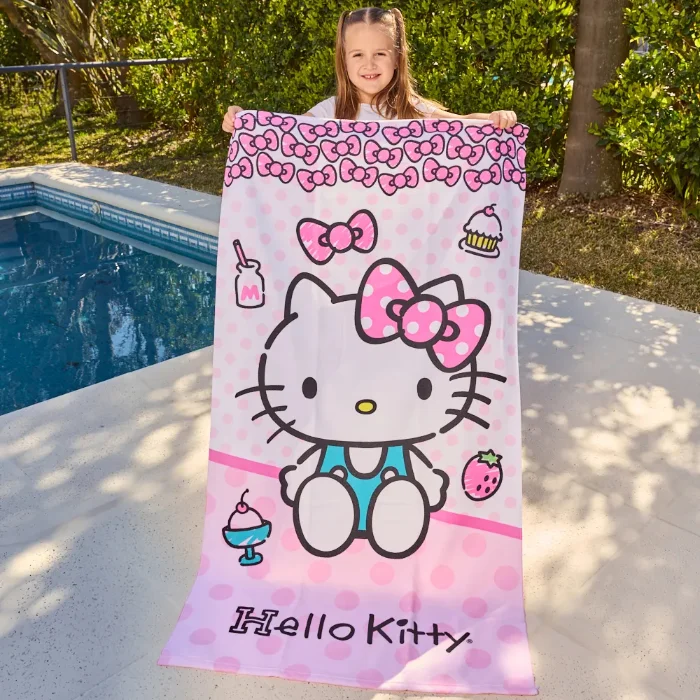 Toallón Hello Kitty Infantil 70x130cm + Bolso | Microfibra Suave  Oficial Piñata