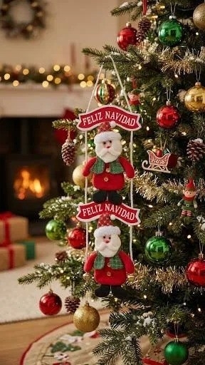 Adorno Navideño Muñecos Colgante Cascabeles Feliz Navidad - Imagen 1