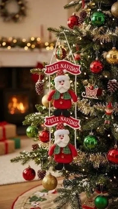 Adorno Navideño Muñecos Colgante Cascabeles Feliz Navidad