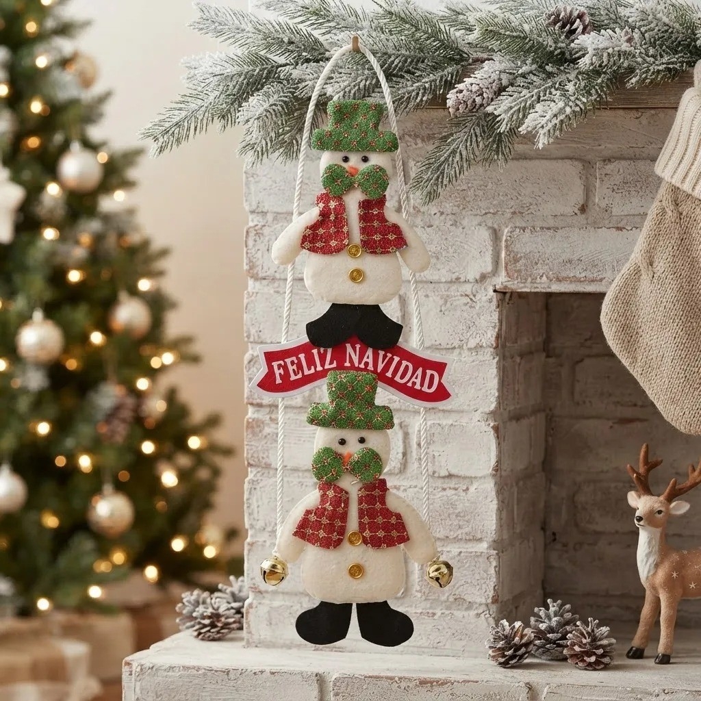 Adorno Navideño Muñecos Colgante Cascabeles Feliz Navidad - Imagen 3