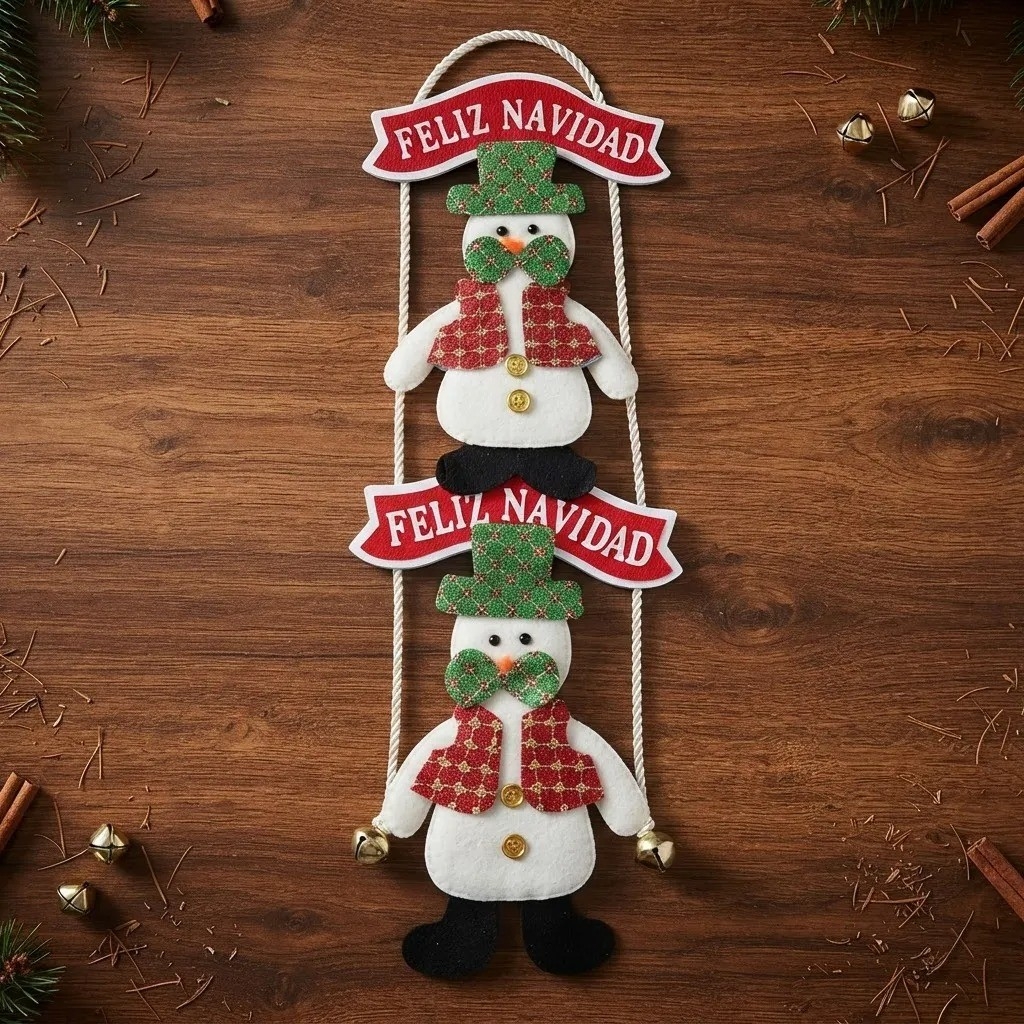 Adorno Navideño Muñecos Colgante Cascabeles Feliz Navidad - Imagen 4