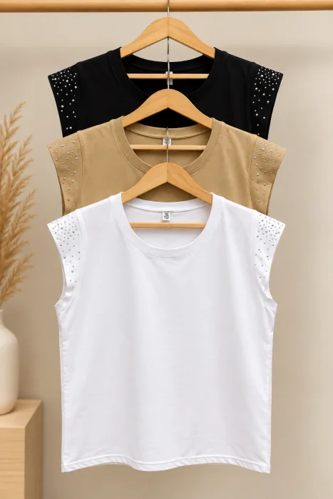 Musculosa con Strass Manga Japonesa