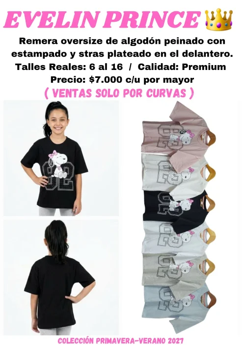 Remera Oversize  Snoopy con Stras