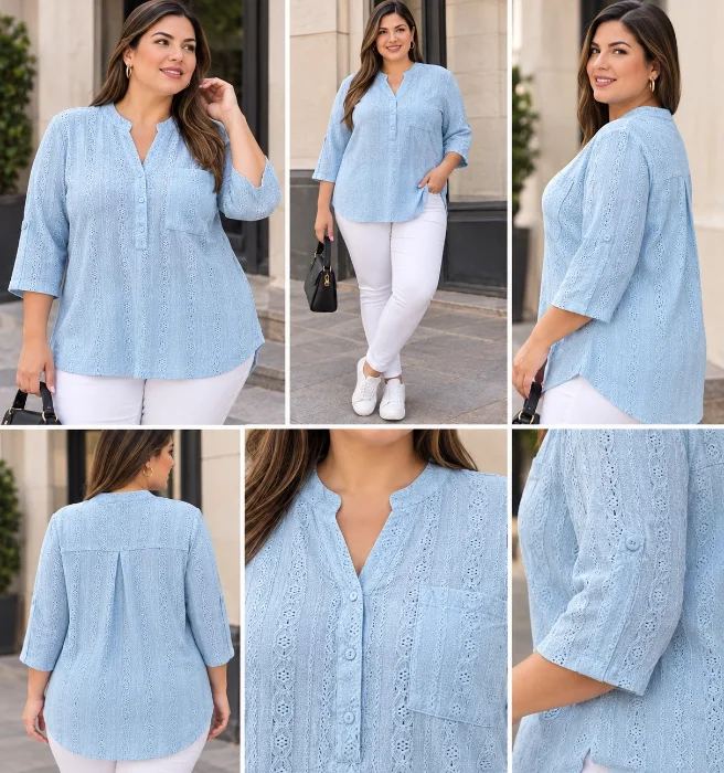 Camisolas Cuello Mao en Hawai Broderi