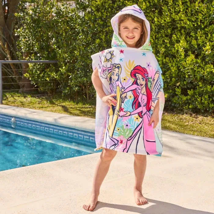 Poncho Toalla Princesas Infantil | Secado Rápido, Suave y con Capucha Oficial Piñata