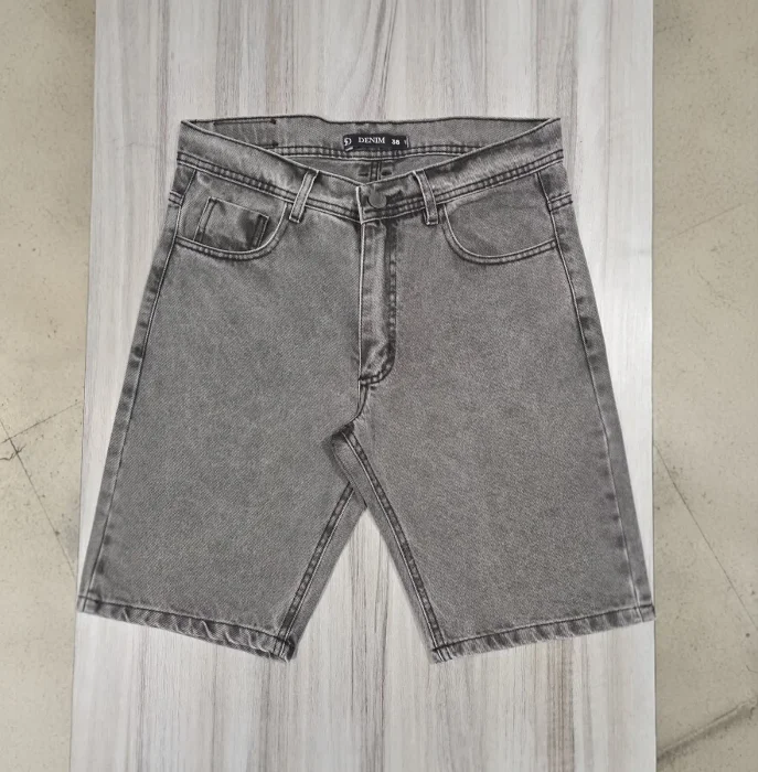 Bermuda Mom Liso Gris Claro Ruedo