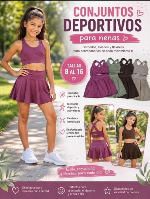Conjuntos Deportivos para Nenas del Tallas 8al 16