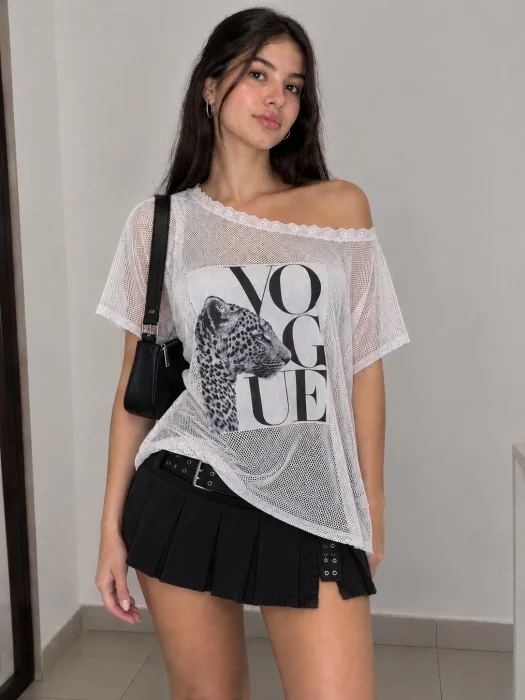 Remera Red Estampado con Puntilla