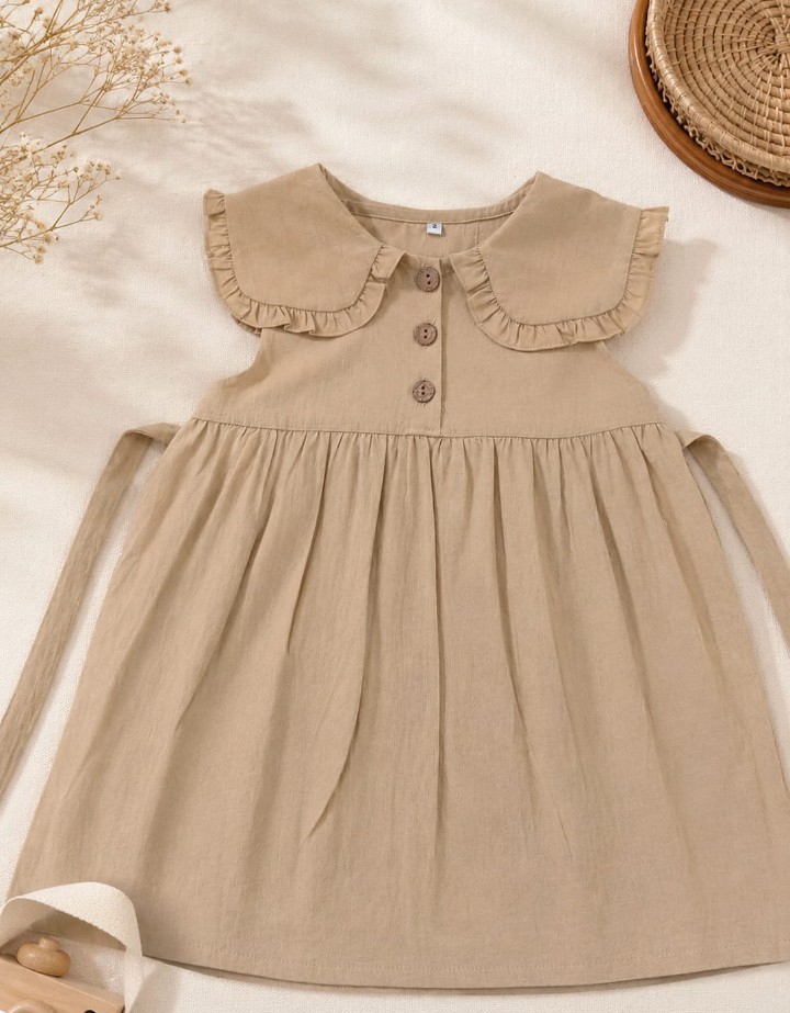 Vestidos de Tussor con Volados y Botones de Nenas - Imagen 3