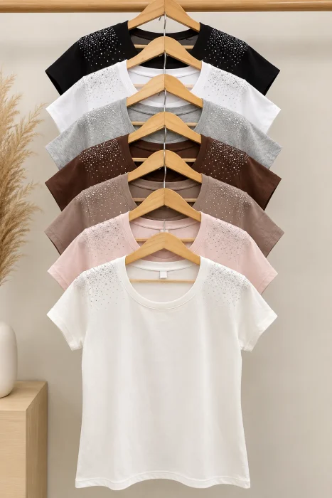Remera de Algodón con Strass