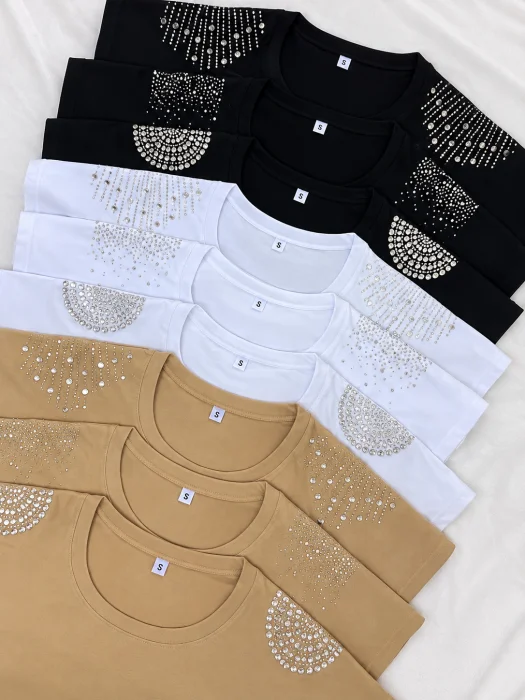 Remera de Algodón con Strass
