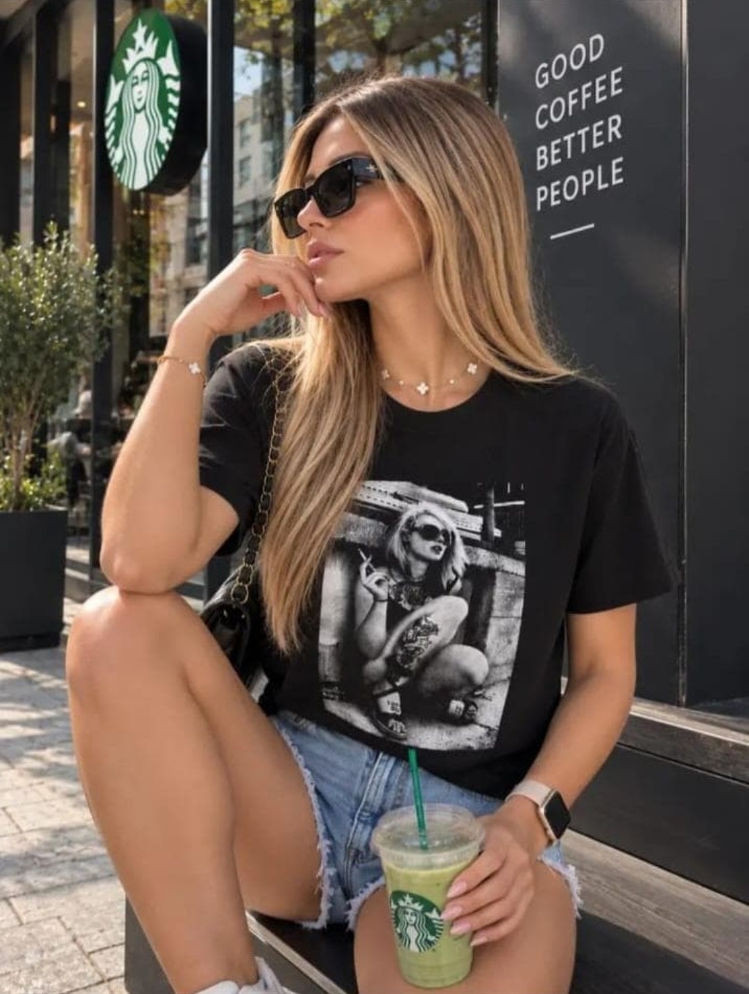 Remera Glitter Girl Starbucks - Imagen 2