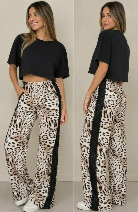 Pantalón Animal Print Encaje