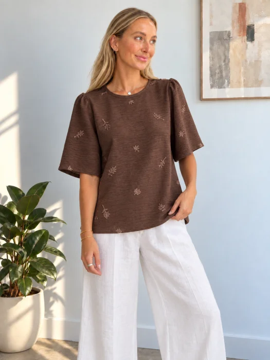 Blusa  3/4 Bordada