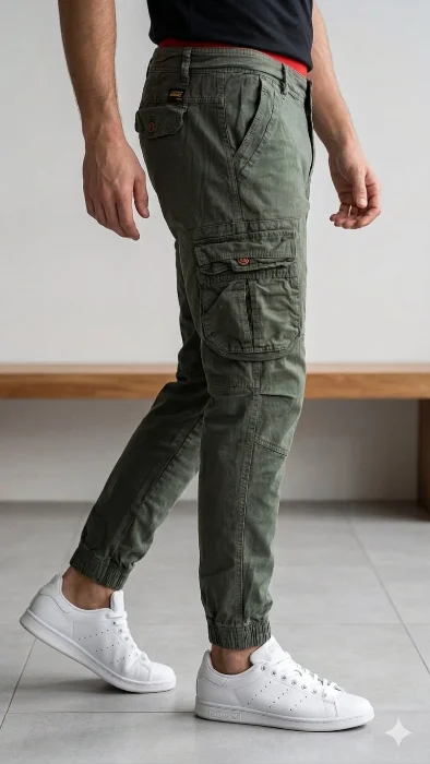Pantalón Cargo Hombre con Puño Gabardina