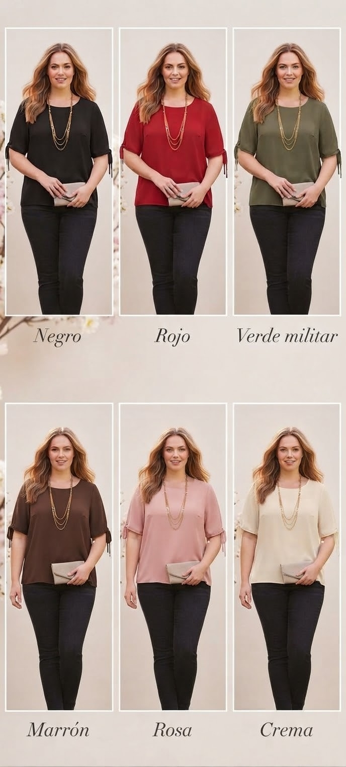 Blusa de Poplin Manga con Tiras - Imagen 2
