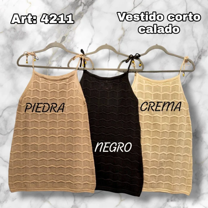 Vestido Calado Corto de Algodón