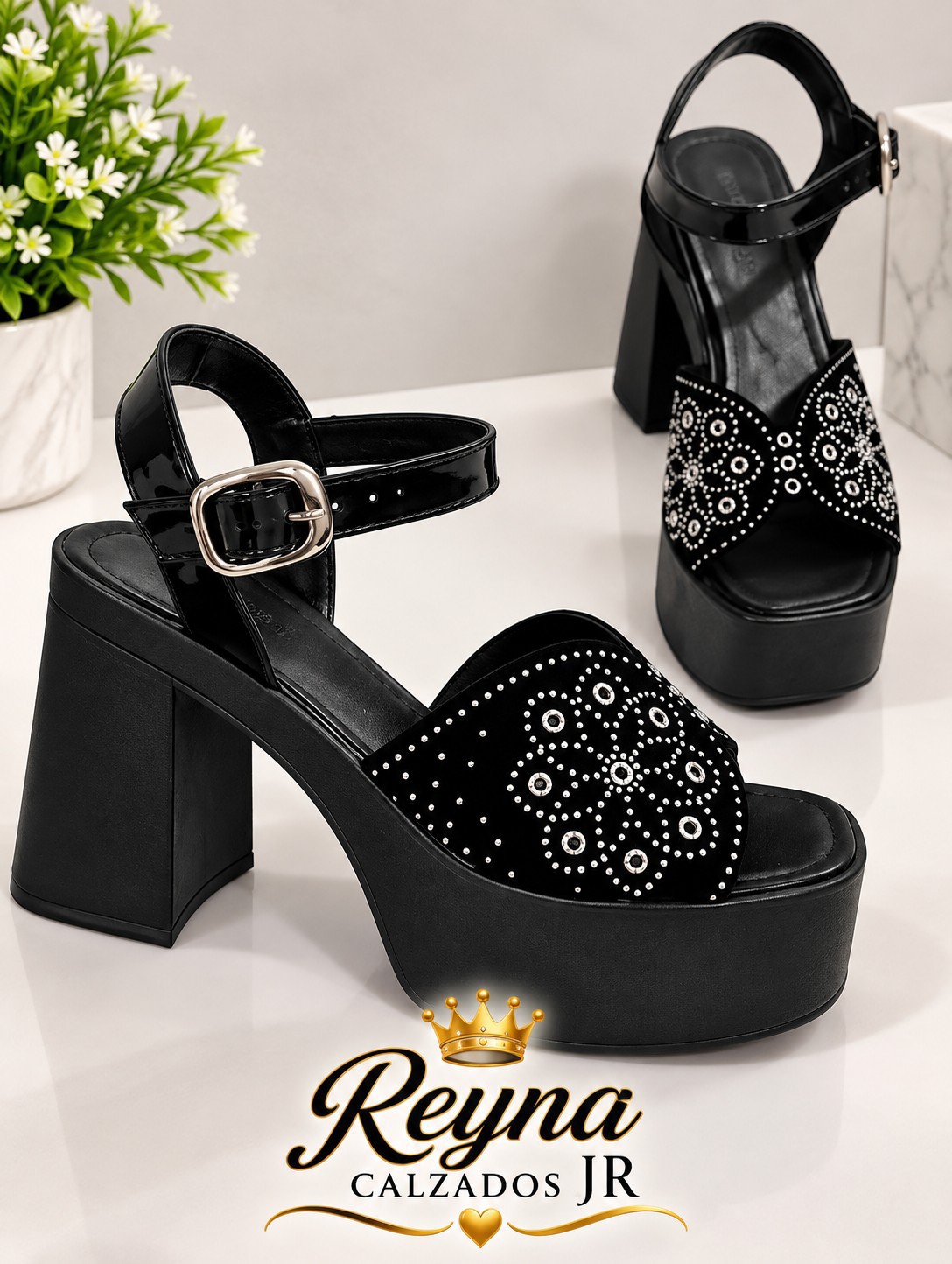 Sandalia Moda Mujer Alto Strass Brillo - Imagen 2