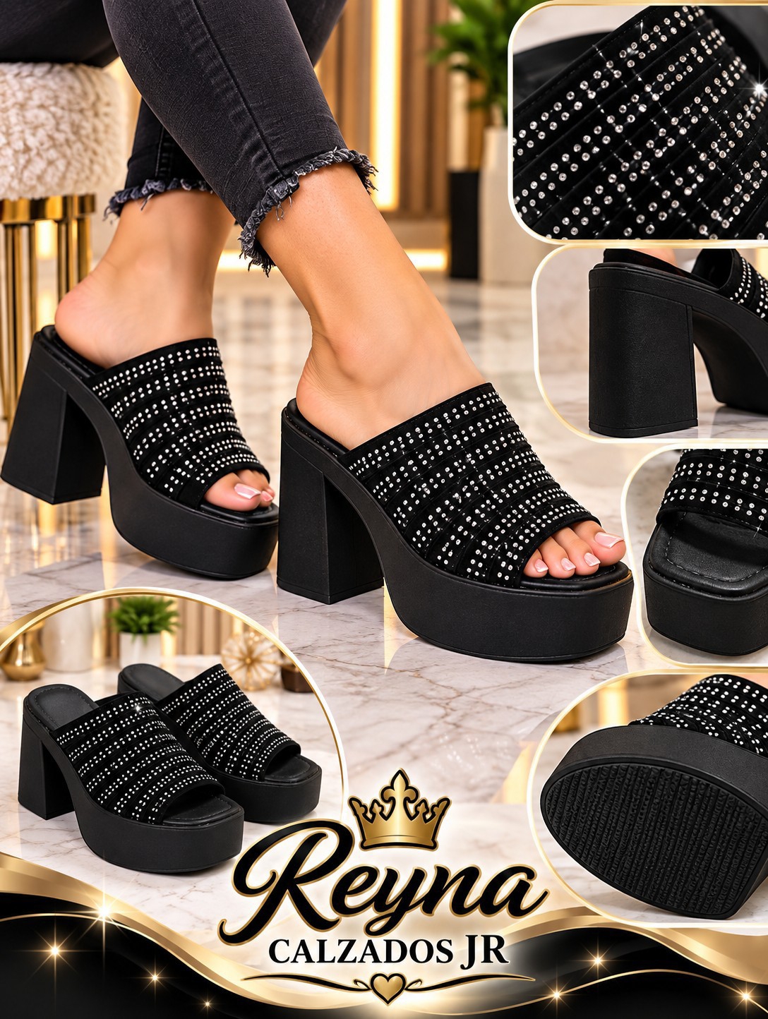 Sandalia Moda Mujer Alto Strass Brillo - Imagen 5