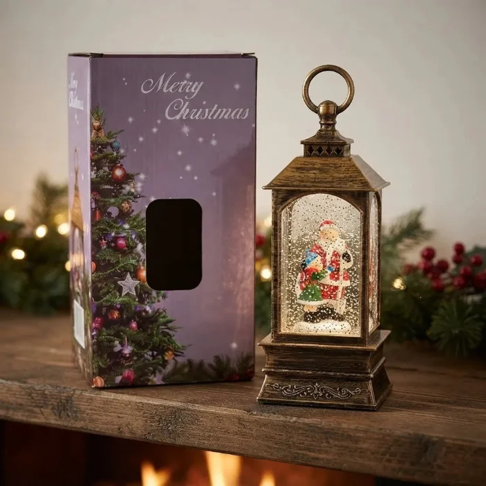 Farol Navideño Decorativo Bola de Nieve Caja Musical 23cm