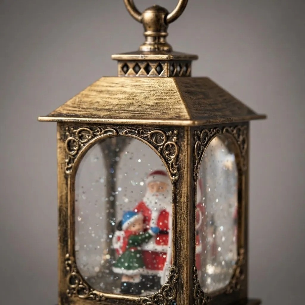 Farol Navideño Decorativo Bola de Nieve Caja Musical 23cm - Imagen 3