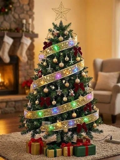 Cinta Guirnalda Luz Led Decorativa Navideña para Árbol 180cm - Imagen 1