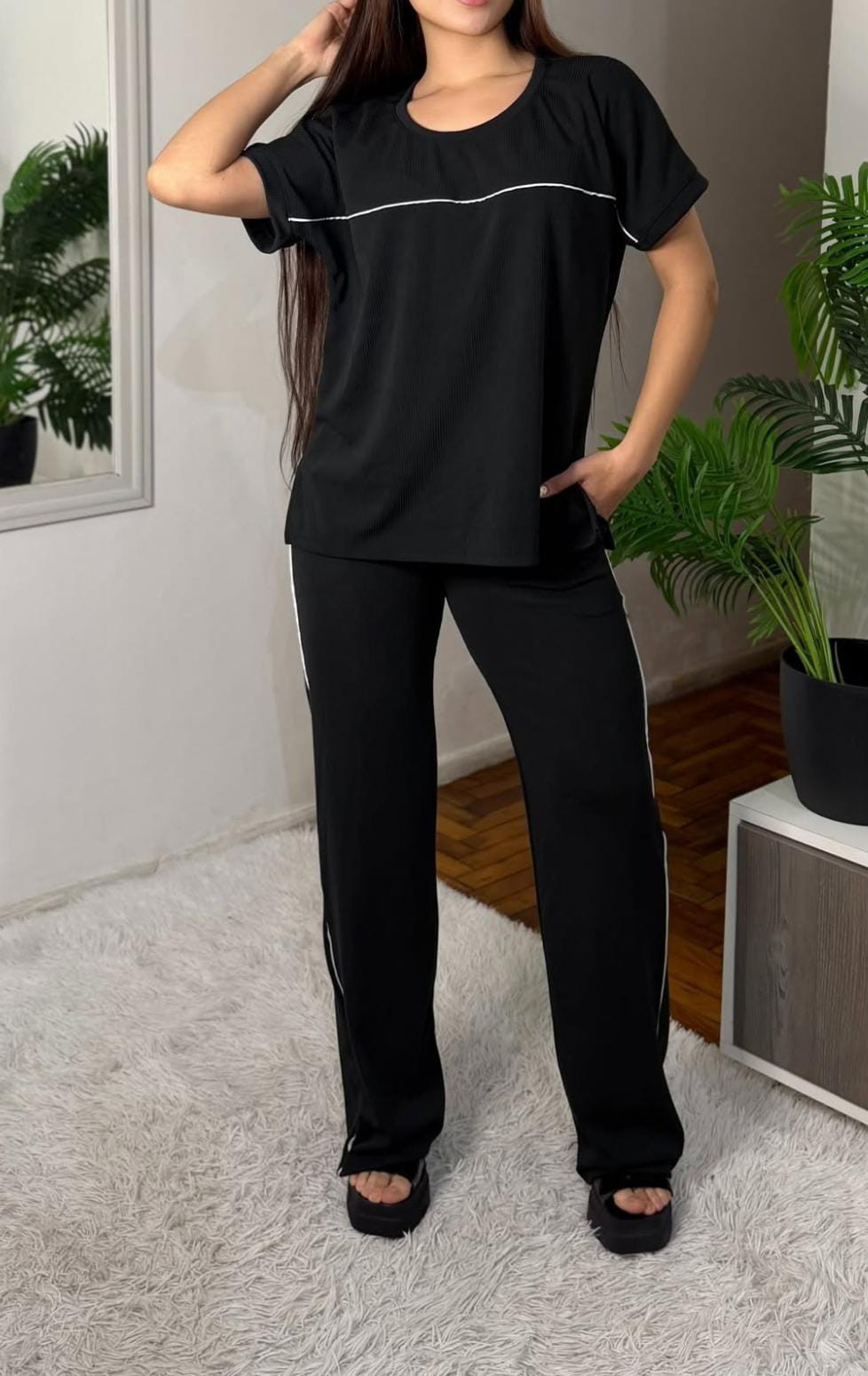 Conjunto Morley Diesel Mujer Verano Talle Especial Pantalón Palazzo Remera Remeron - Imagen 2