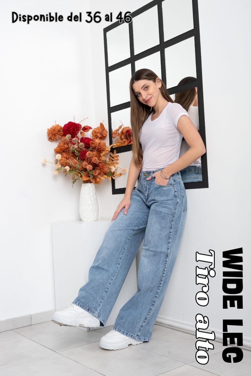 Pantalón Wide Leg Celeste - Imagen 3