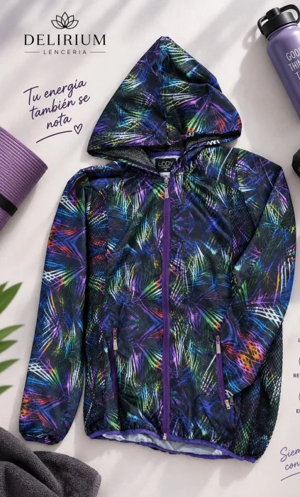 Campera Tela Plana con Capucha y Bolsillos Lody