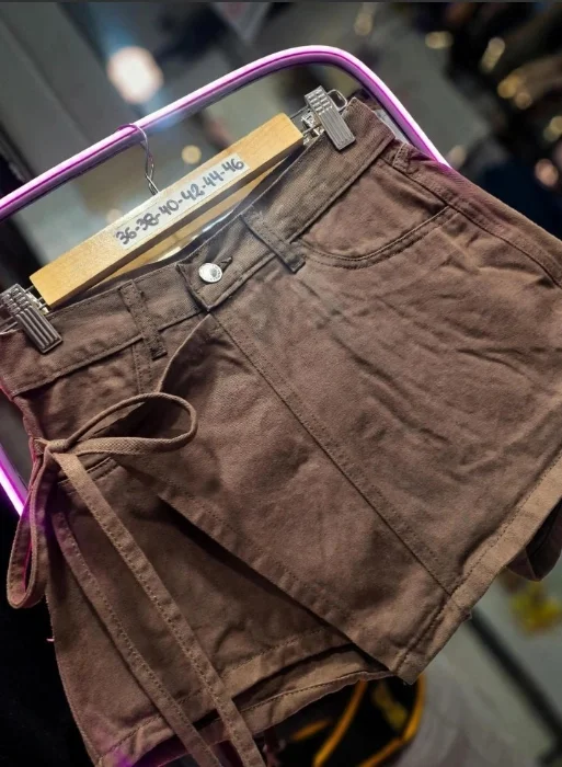 Short Pollera Chocolate para Atar