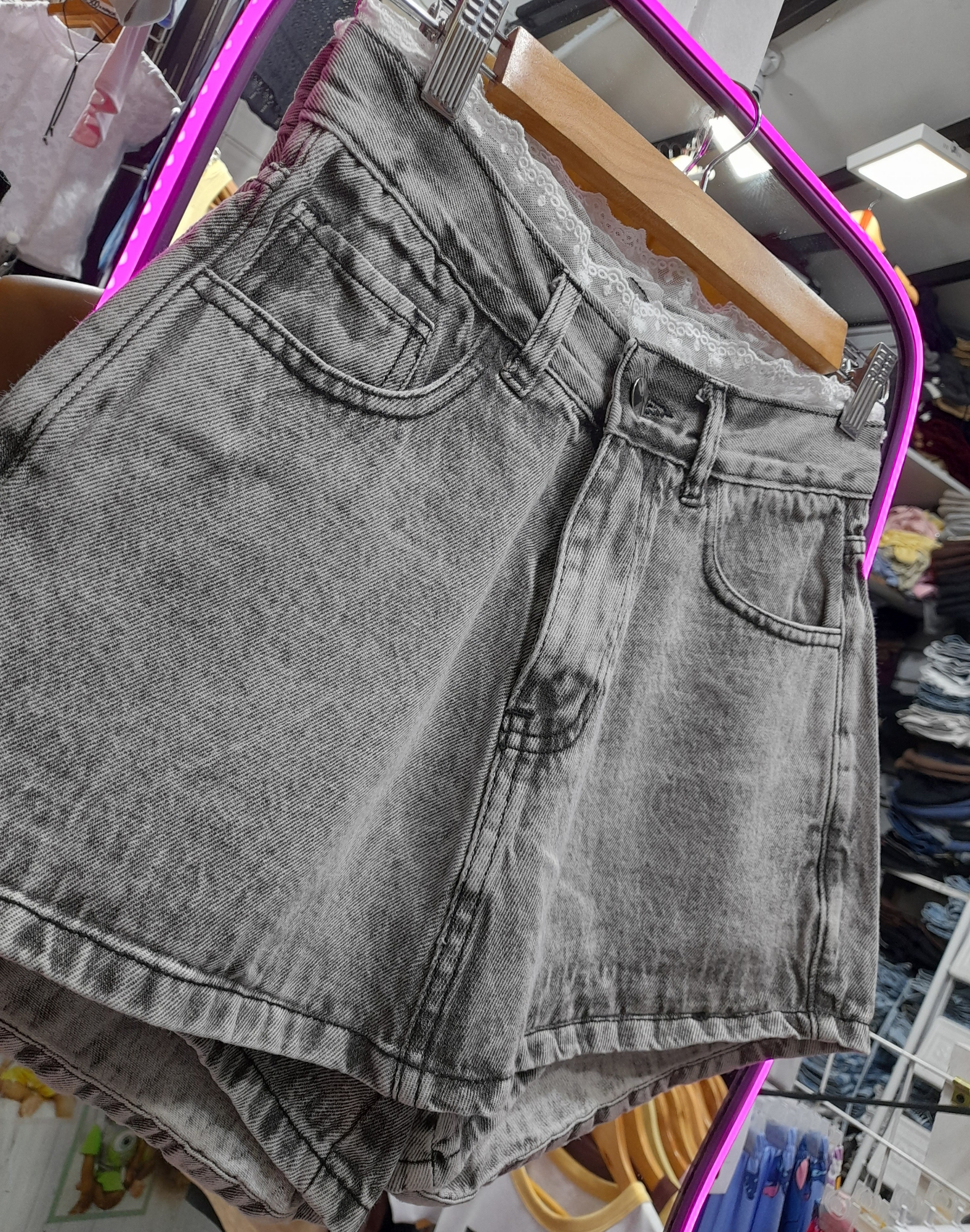 Short Pollera Gris (con Encaje) - Imagen 2