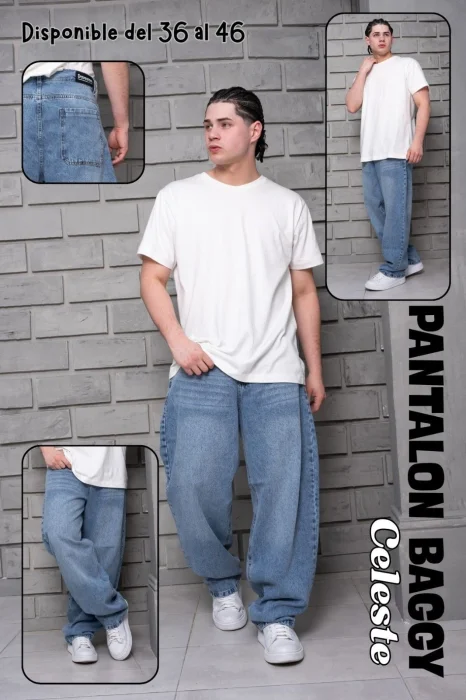 Pantalón Baggy Celeste