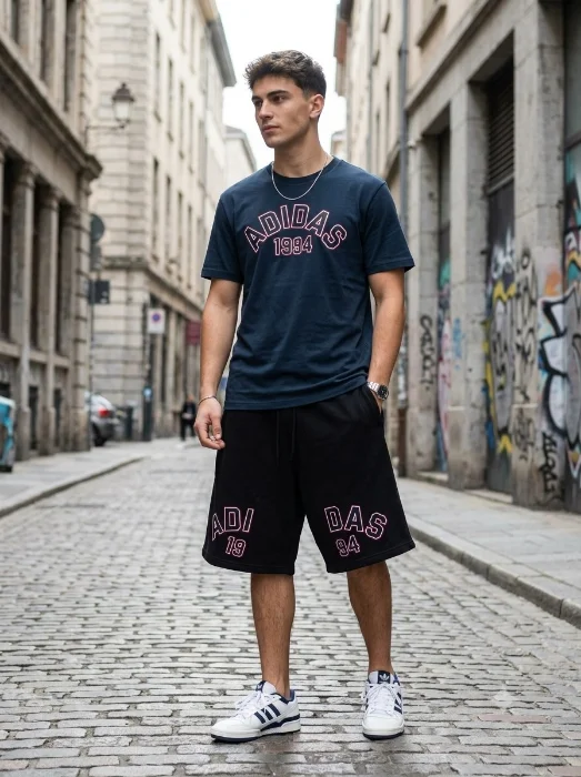 Conjuntos Hombre Remera Algodón Peinado y Bermuda Lycra con Logo Grande