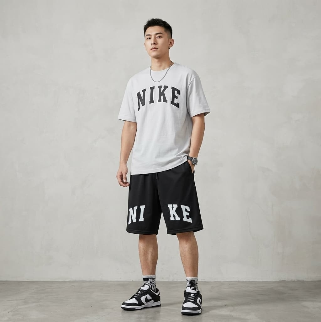 Conjuntos Hombre Remera Algodón Peinado y Bermuda Lycra con Logo Grande - Imagen 2