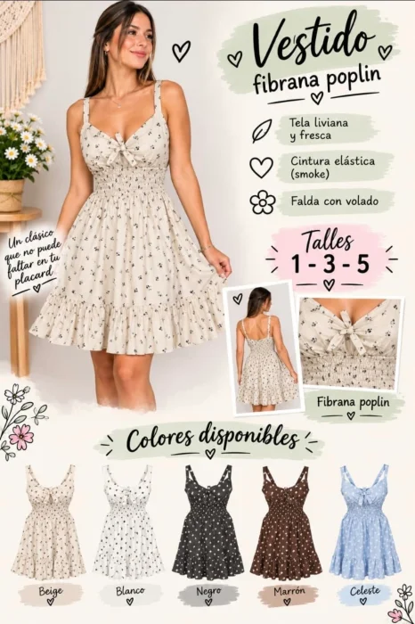 Vestido de Poplin-fibrana